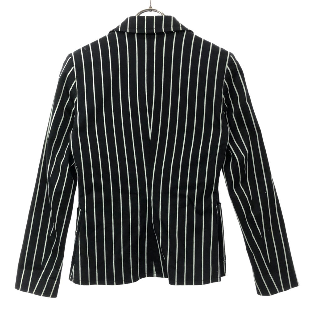 LACOSTE ラコステ ストライプ テーラードジャケット 38 ブラック 刺繍 レディース