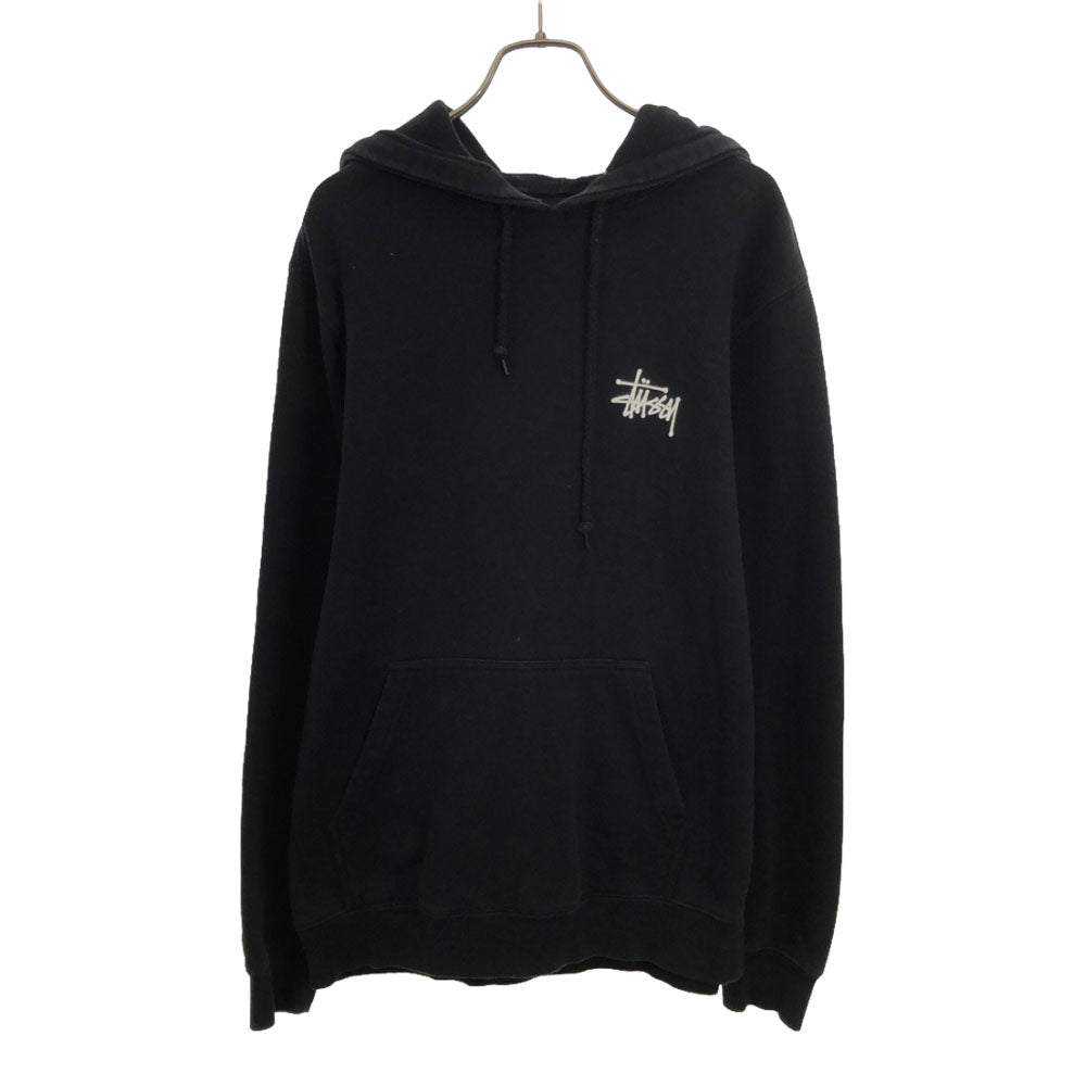 ステューシー プリント 長袖 スウェットパーカー S ブラック STUSSY メンズ