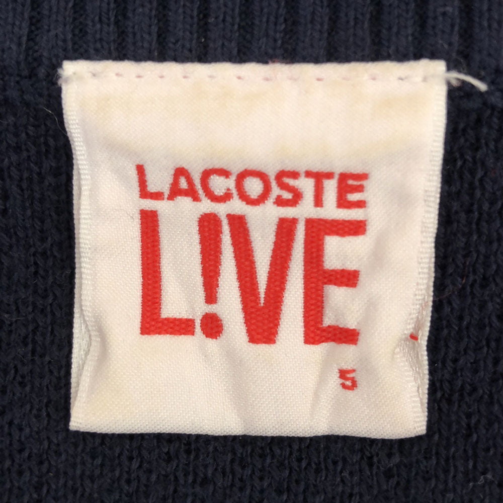 LACOSTE L!VE ラコステライブ 総柄 長袖 コットンニット セーター 5 ネイビー系 メンズ