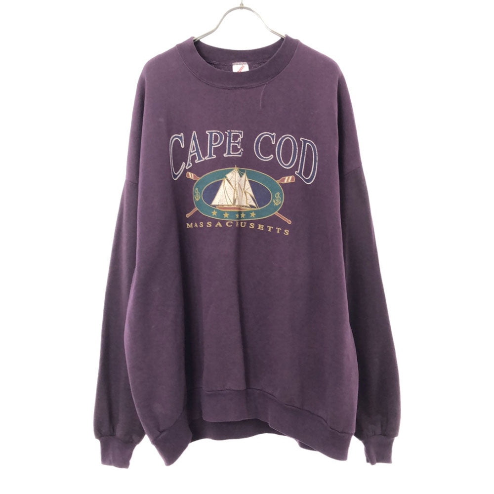 JERZEES ジャージーズ 80s 90s USA製 オールド ヴィンテージ プリント 長袖 トレーナー 3X パープル スウェット 裏起毛 ビッグサイズ メンズ