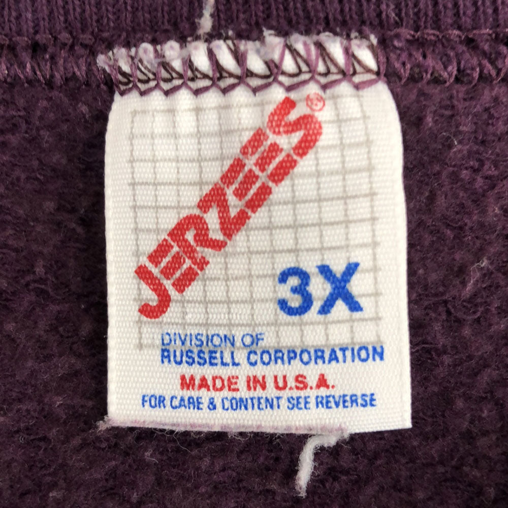 JERZEES ジャージーズ 80s 90s USA製 オールド ヴィンテージ プリント 長袖 トレーナー 3X パープル スウェット 裏起毛 ビッグサイズ メンズ