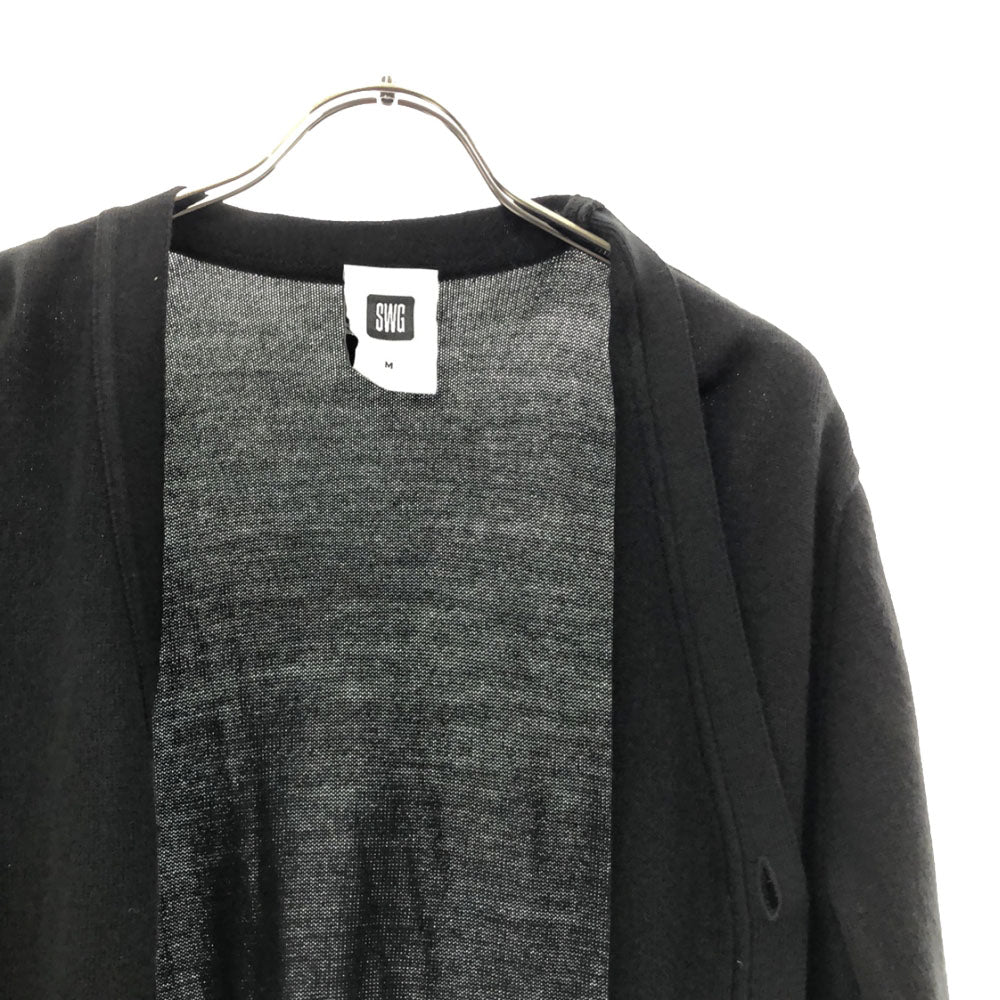 SWAGGER スワッガー 日本製 ウールブレンド 長袖 ニットカーディガン M ブラック×グレー メンズ