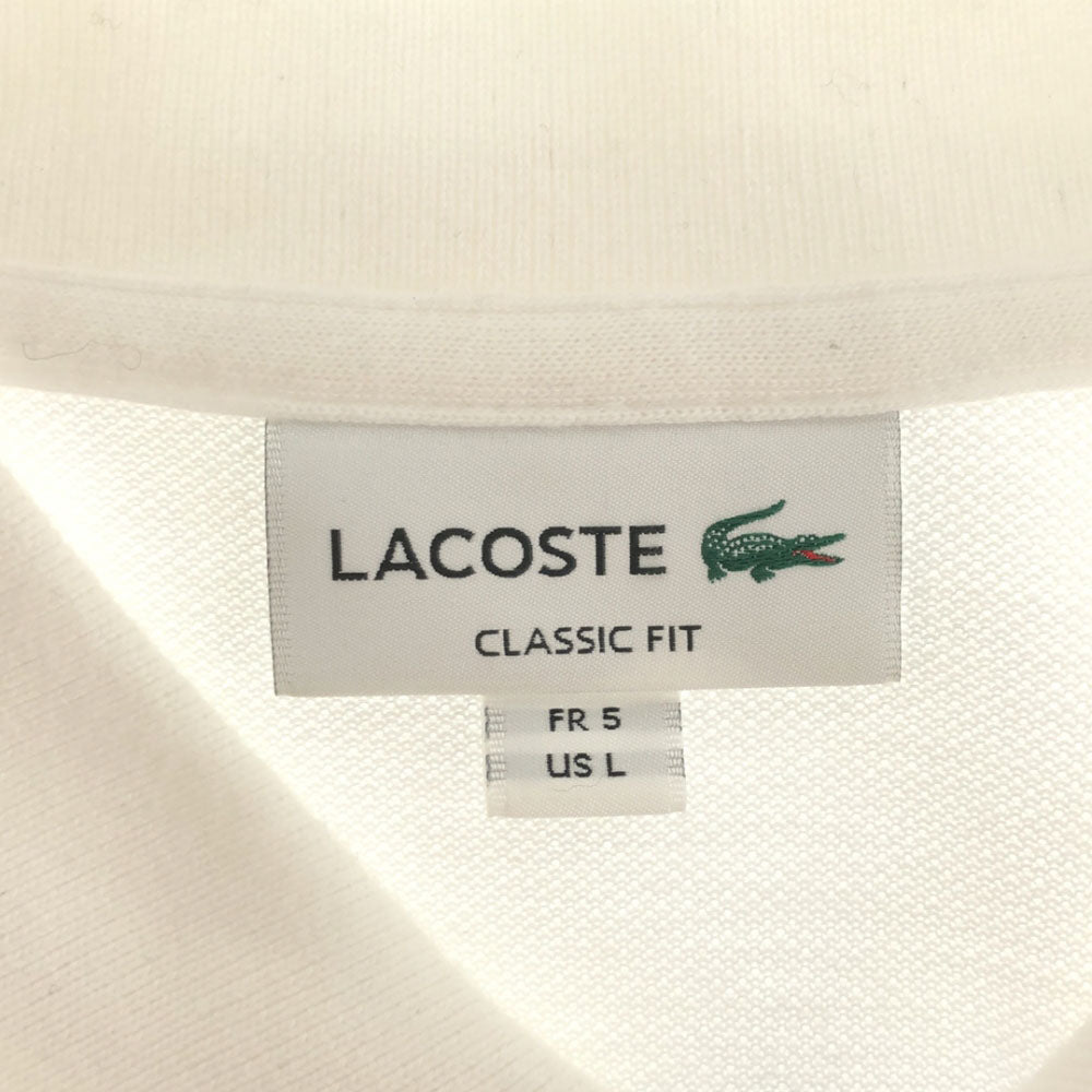 ラコステ 日本製 長袖 ポロシャツ L ホワイト LACOSTE 鹿の子 メンズ