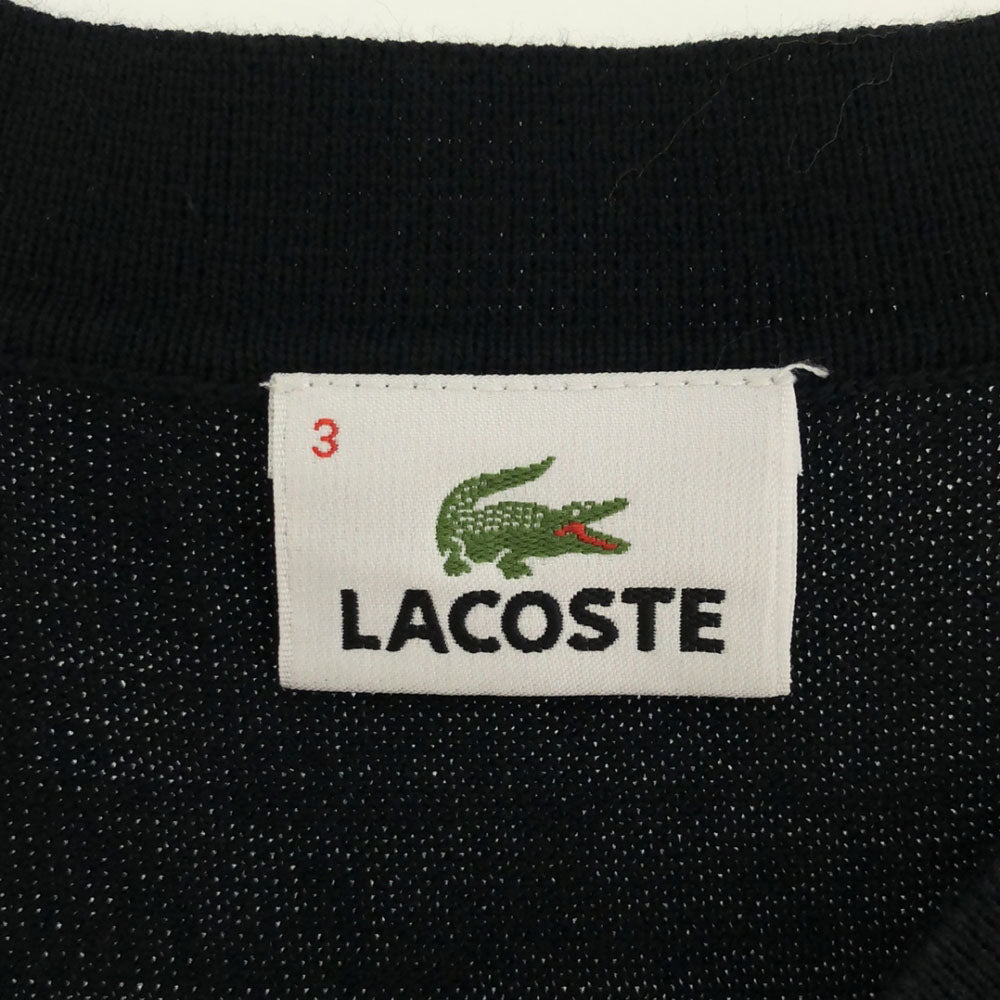 ラコステ 長袖 Vネック コットン ニットカーディガン 3 ブラック×ブルー LACOSTE メンズ