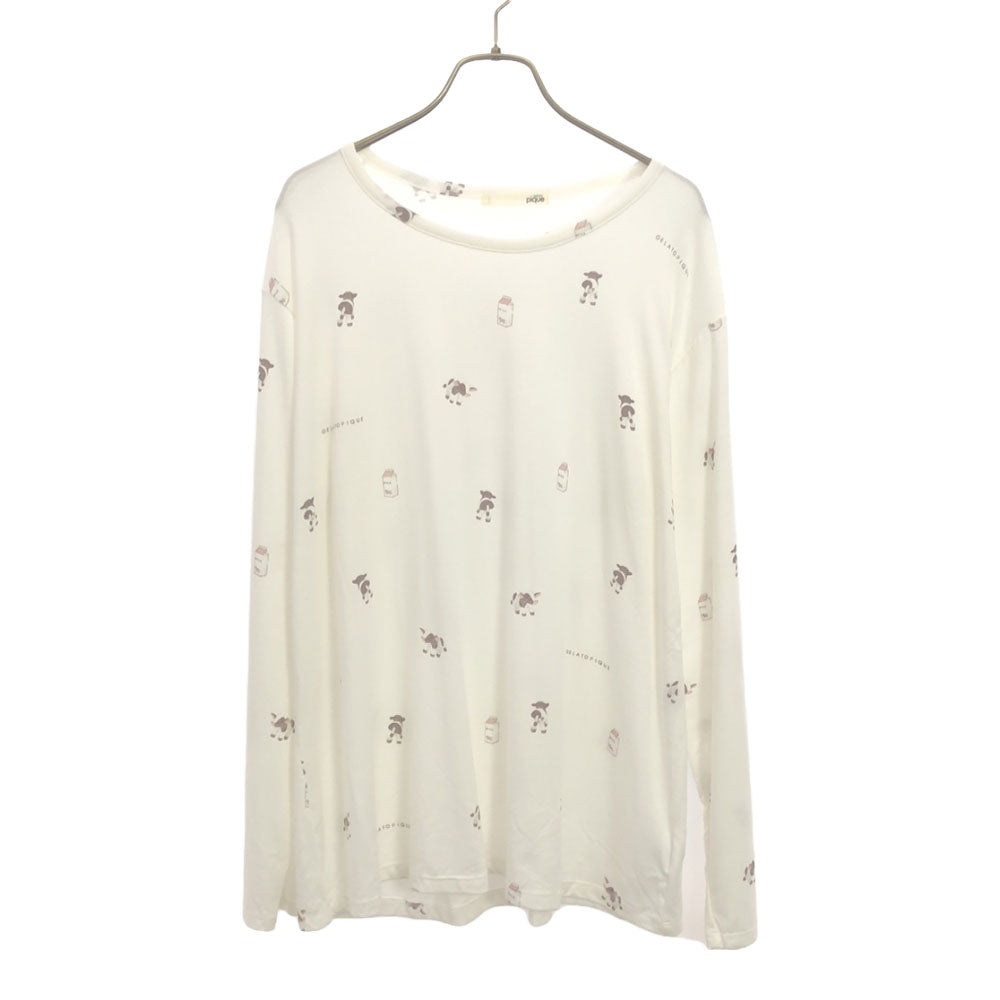 ジェラートピケ ロゴプリント 動物柄 長袖 ルームウェア 上下 セットアップ F ホワイト系 gelato pique パジャマ ジェラピケ PWCP211206 レディース