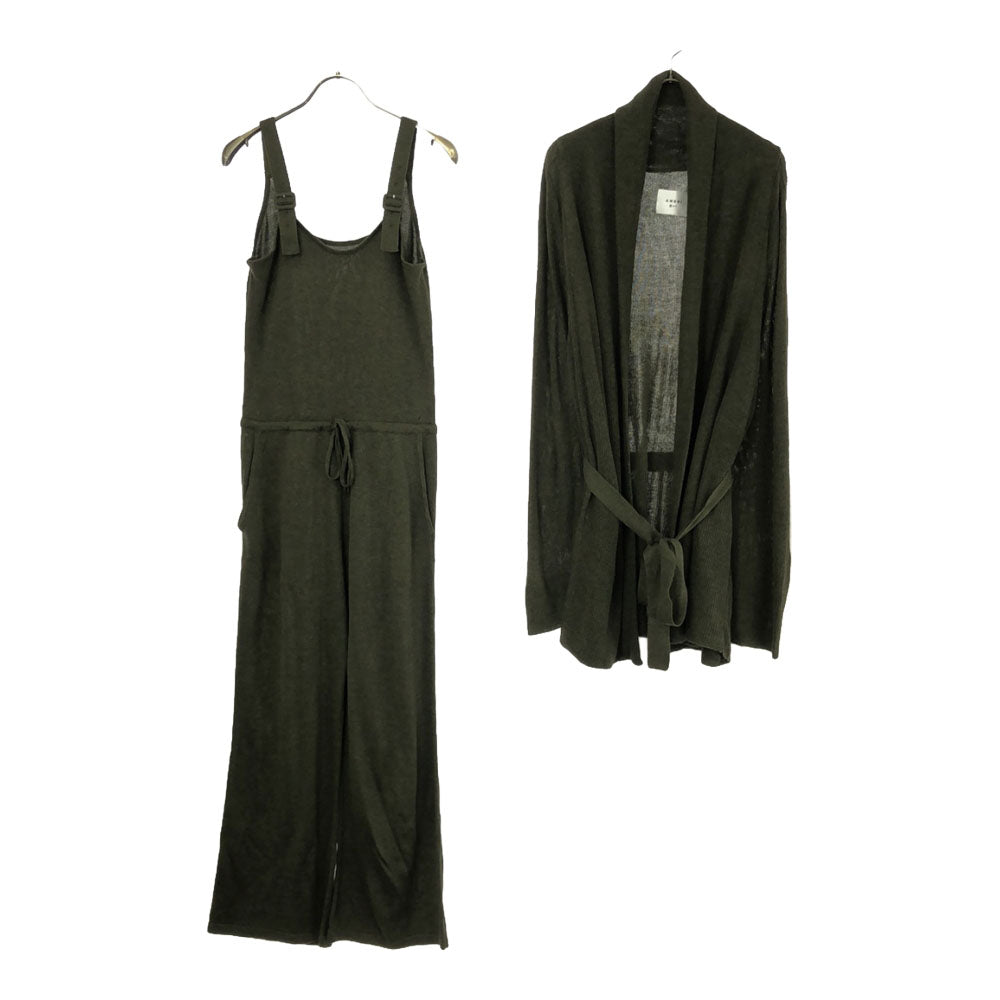 AMERI UNDRESSED アメリ 長袖 ニット カーディガン 上下 セットアップ S カーキ サロペット レディース