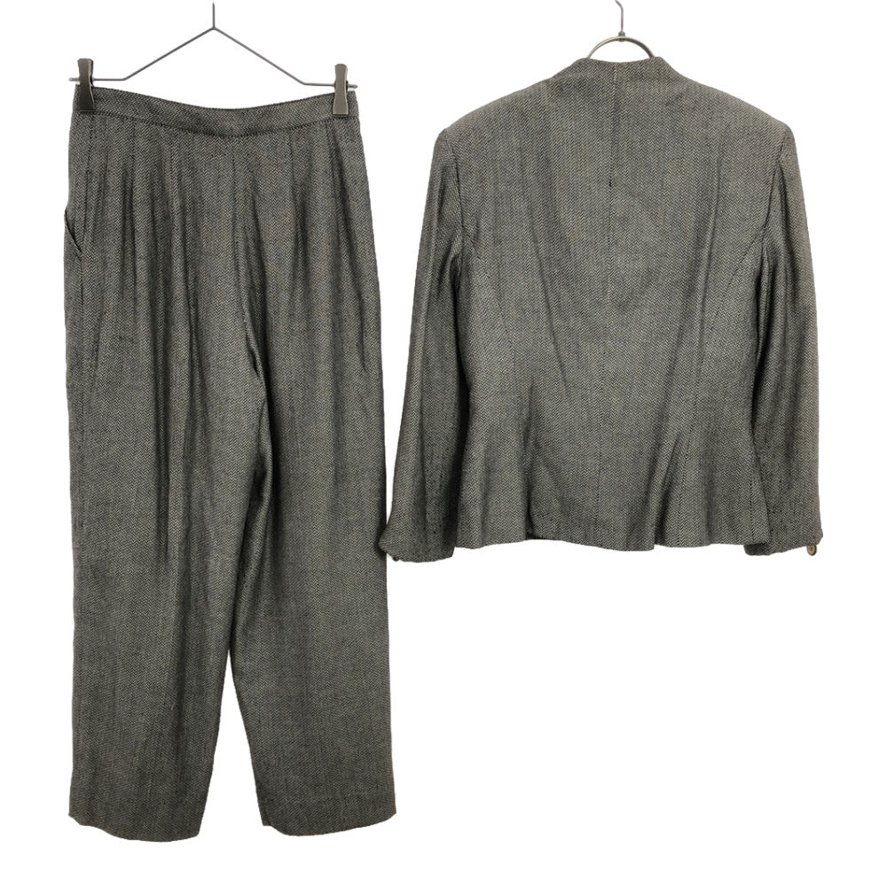 Christian Dior クリスチャンディオール USA製 ヘリンボーン柄 パンツスーツ 上下 セットアップ 2 ブラック系 レディース