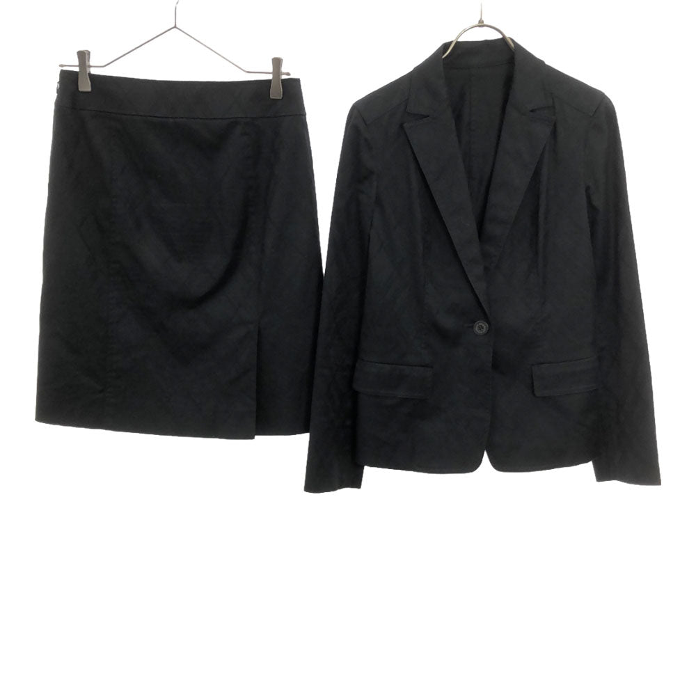 バーバリーロンドン アーガイルチェック柄 スカートスーツ 上下 セットアップ 38 ブラック BURBERRY LONDON レディース