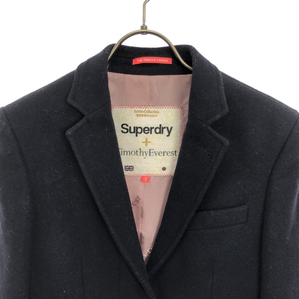 SUPERDRY スーパードライ ティモシーエベレスト コラボ  ウールブレンド チェスターコート 1 ネイビー Timothy Everest THE TRINIAN TWEED レディース