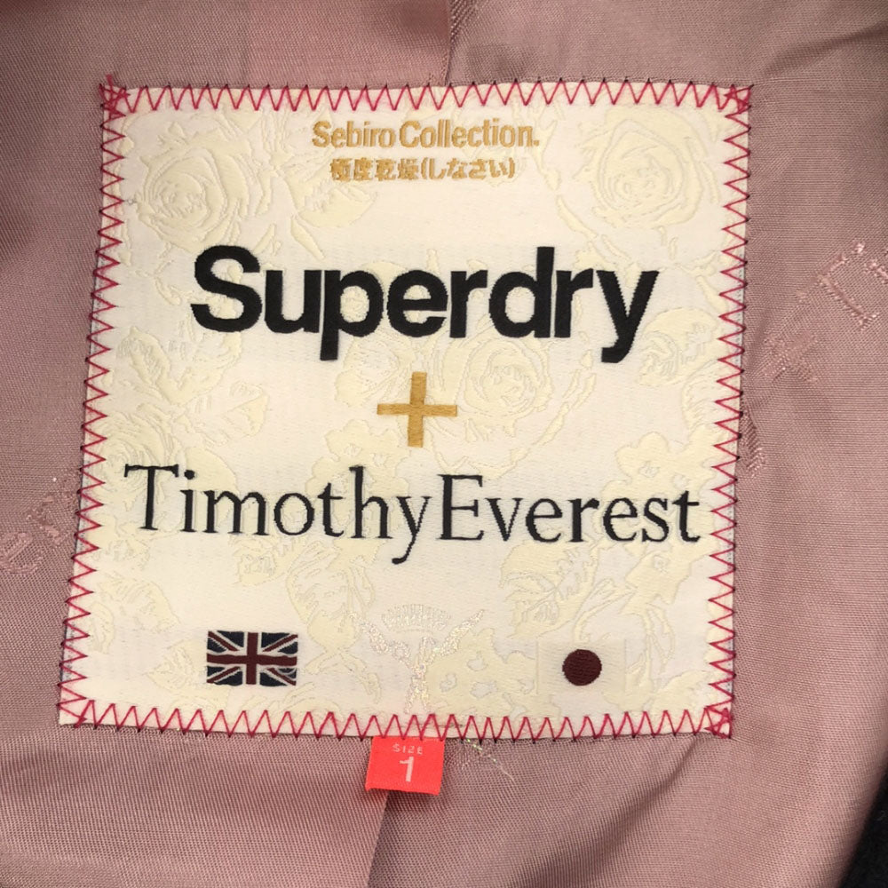 SUPERDRY スーパードライ ティモシーエベレスト コラボ  ウールブレンド チェスターコート 1 ネイビー Timothy Everest THE TRINIAN TWEED レディース
