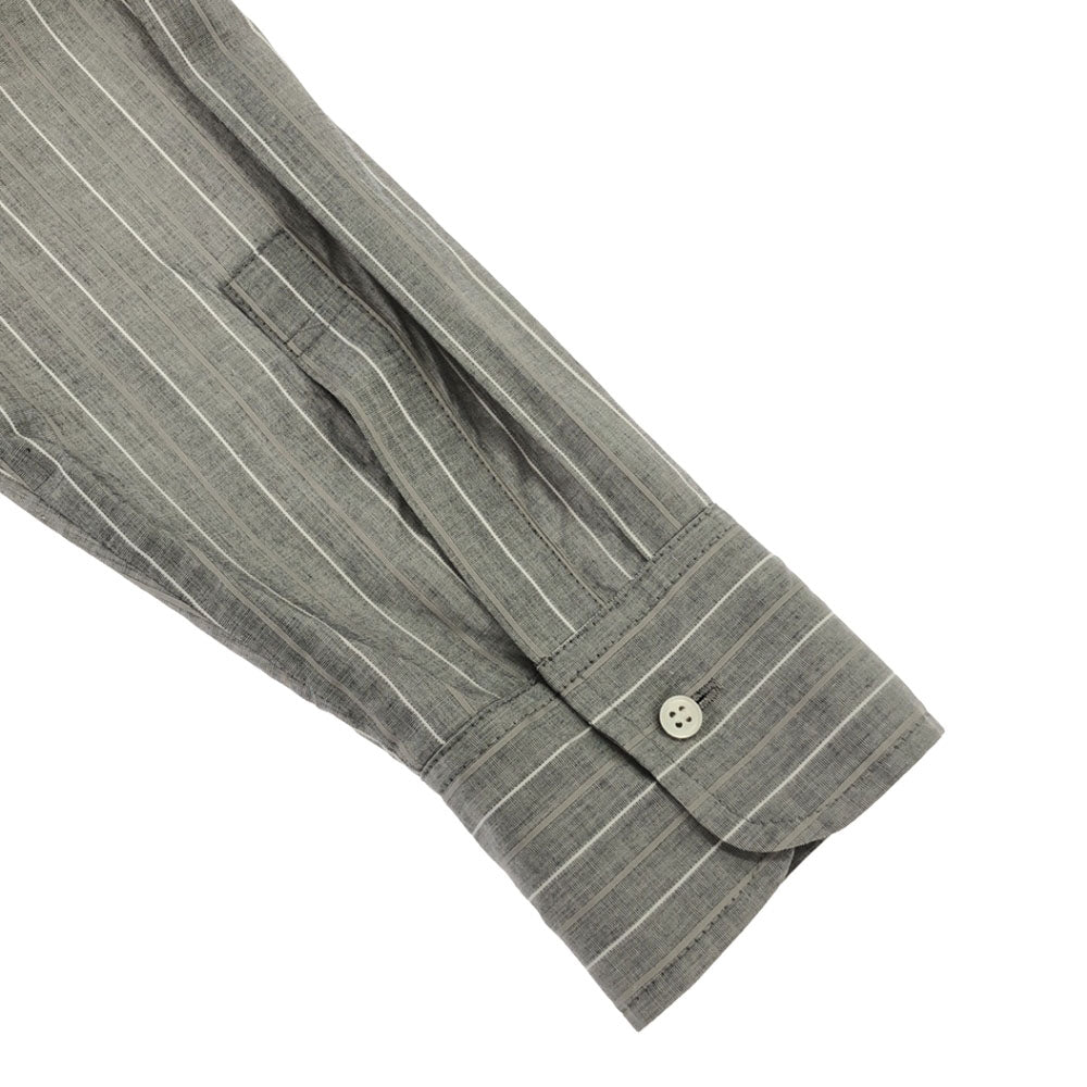 β ベータ 日本製 ストライプ 刺繍 長袖 コットンシャツ 9 グレー レディース