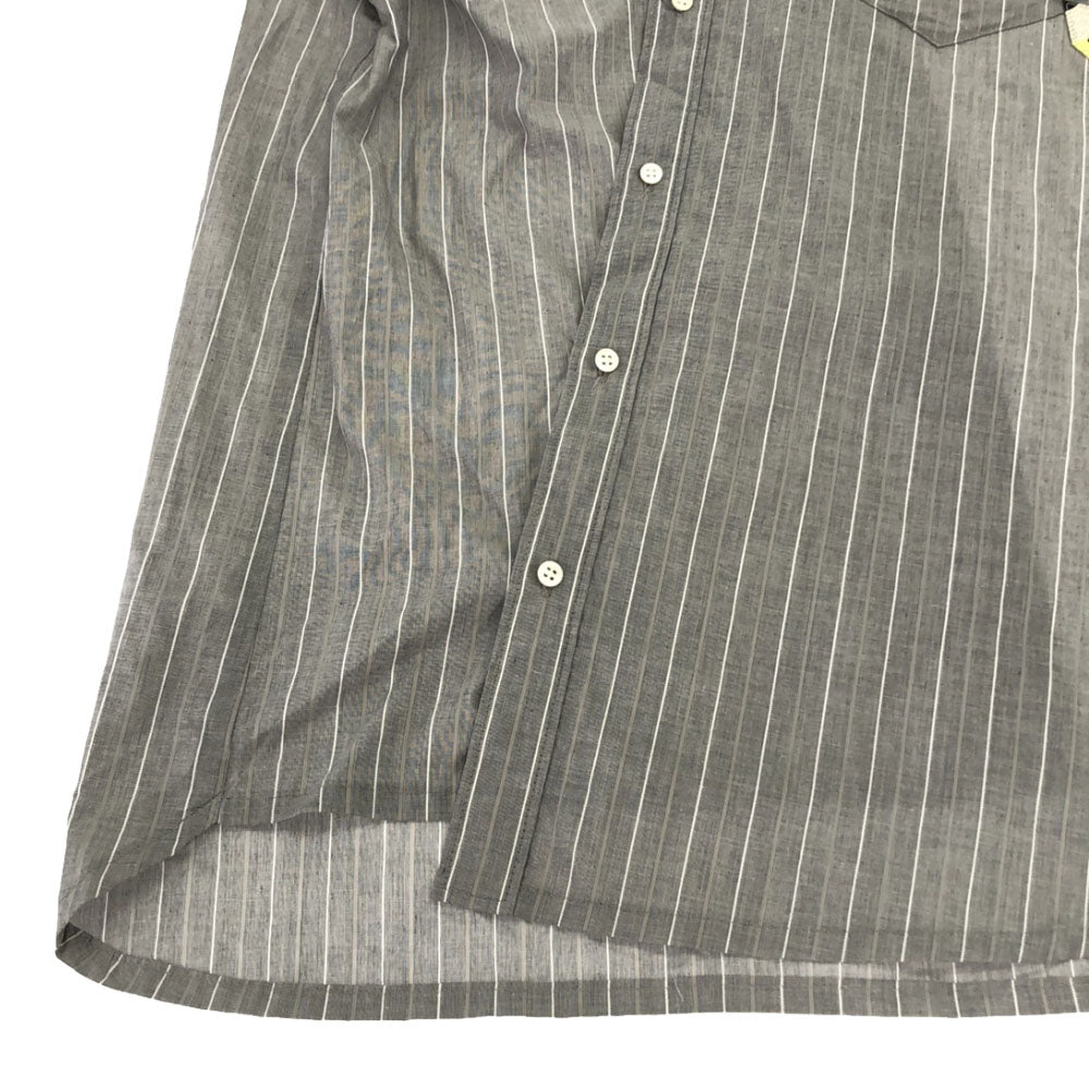 β ベータ 日本製 ストライプ 刺繍 長袖 コットンシャツ 9 グレー レディース