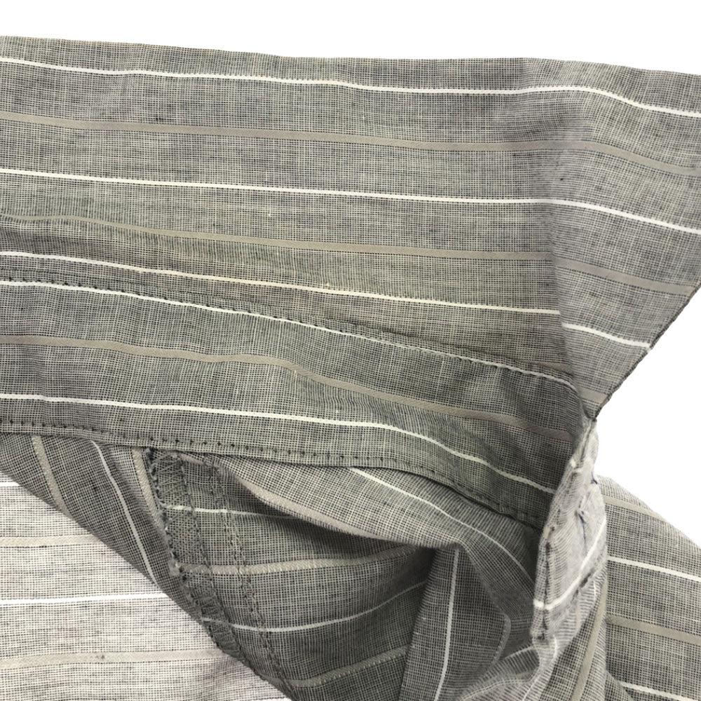 β ベータ 日本製 ストライプ 刺繍 長袖 コットンシャツ 9 グレー レディース