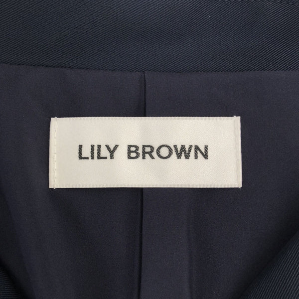 リリーブラウン LWFO224065 半袖 ダブルトレンチ ワンピース F ネイビー Lily Brown ウエストリボン付き レディース