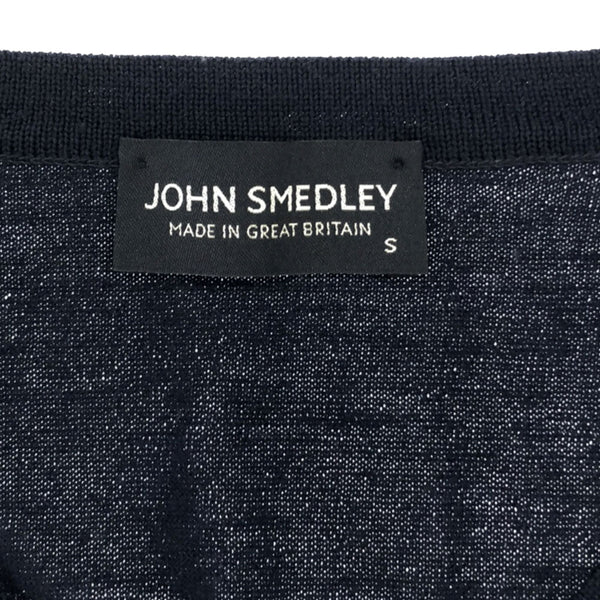 ジョンスメドレー イギリス製 ウール 長袖 Vネック セーター S ネイビー JOHN SMEDLEY ニット メンズ