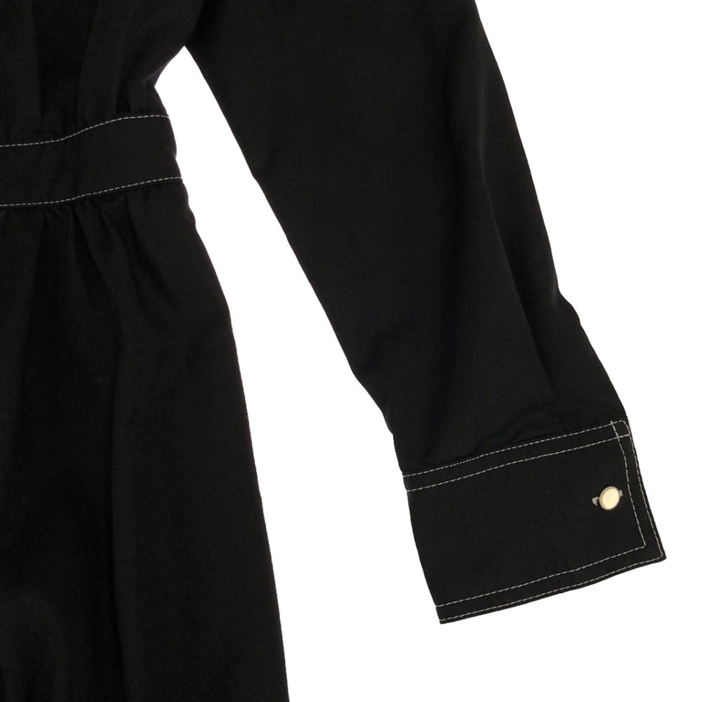 LOVELESS ラブレス ヒョウ柄 長袖 ロング シャツワンピース 36 ブラック レディース