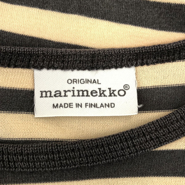 マリメッコ ボーダー 長袖 チュニック 150 ベージュ×ブラック marimekko ワンピース キッズ