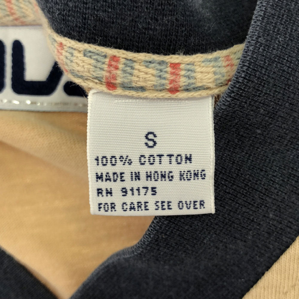 FILA フィラ 90s オールド 長袖 Vネック Tシャツ S ネイビー系 ロンT メンズ