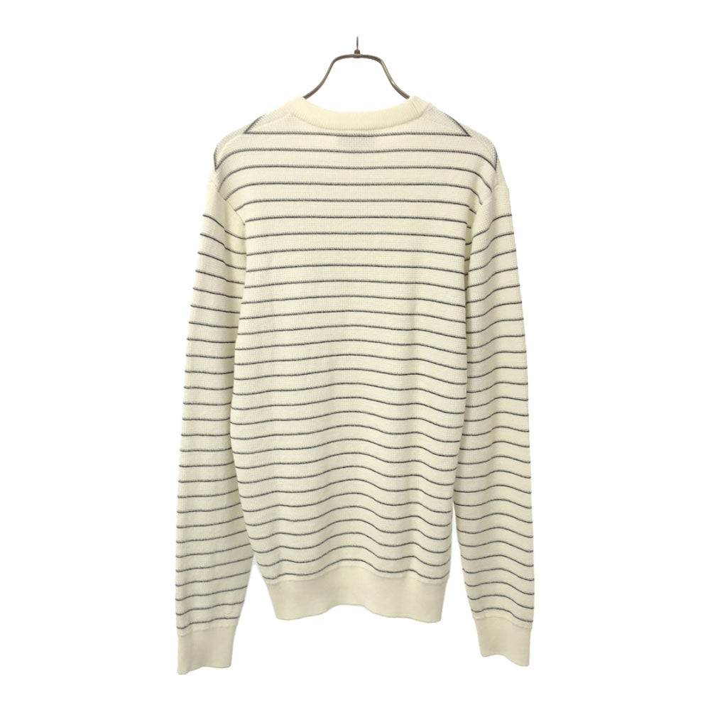 LACOSTE ラコステ ボーダー 長袖 サーマル コットンニット セーター XS ホワイト×ブラック メンズ