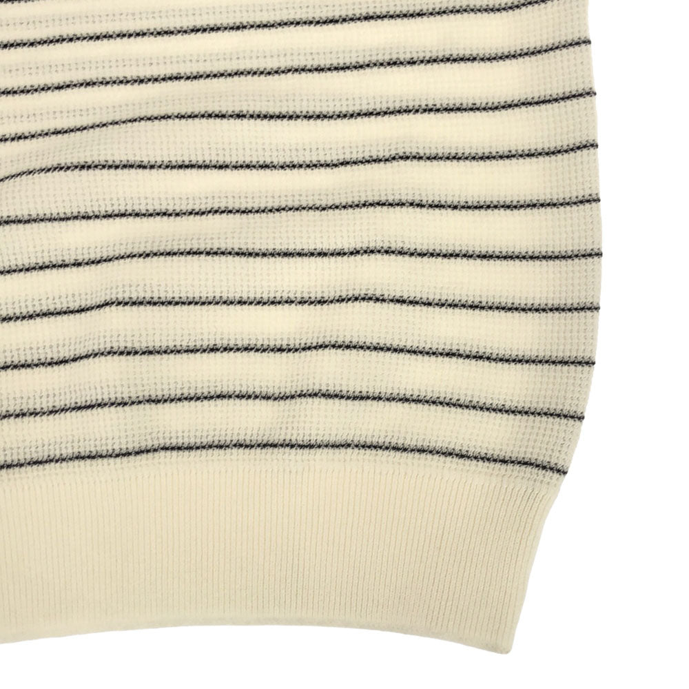 LACOSTE ラコステ ボーダー 長袖 サーマル コットンニット セーター XS ホワイト×ブラック メンズ