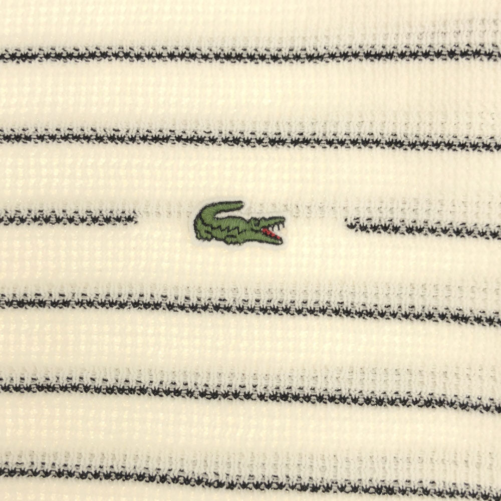 LACOSTE ラコステ ボーダー 長袖 サーマル コットンニット セーター XS ホワイト×ブラック メンズ