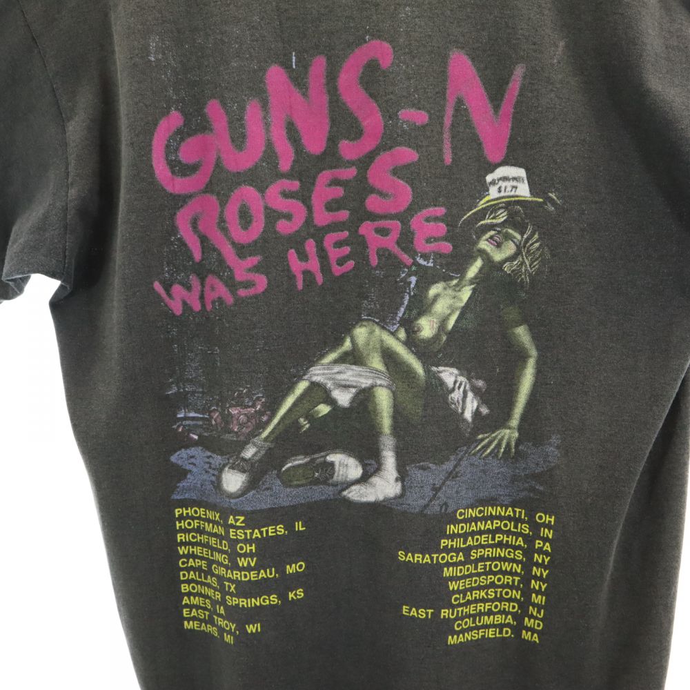 80s 発禁T ガンズアンドローゼズ 半袖 Tシャツ ブラック バンT メンズ