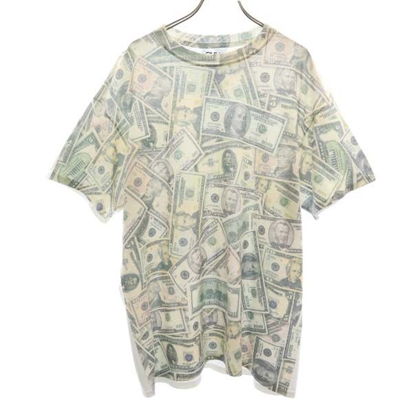 ギルダン ドル紙幣 プリント 半袖 Tシャツ L グレー系 GILDAN DryBlend メンズ