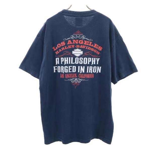 ハーレーダビッドソン 半袖 Tシャツ L ネイビー系 HARLEY DAVIDSON メンズ