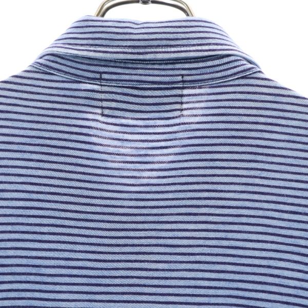 RRL ダブルアールエル 黒タグ 一ツ星 ボーダー 半袖 ポロシャツ S ブルー RALPHLAUREN ラルフ メンズ