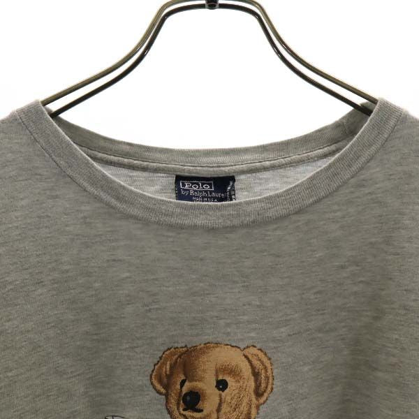 ポロバイラルフローレン 90s USA製 ポロベア プリント 半袖 Tシャツ M グレー系 Polo by Ralph Lauren メンズ