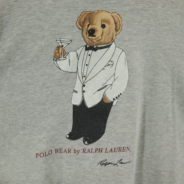 ポロバイラルフローレン 90s USA製 ポロベア プリント 半袖 Tシャツ M グレー系 Polo by Ralph Lauren メンズ