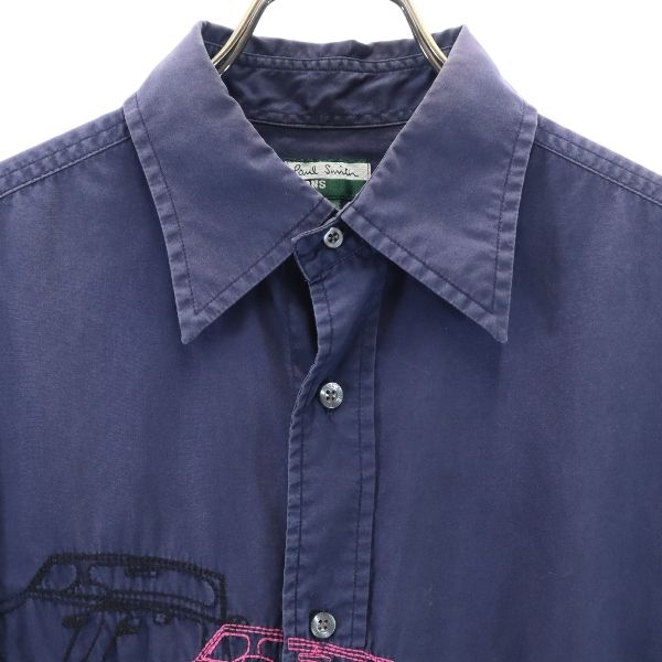Paul Smith JEANS ポールスミス ジーンズ 刺繍 半袖 シャツ M ネイビー メンズ