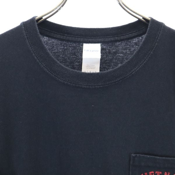 ギルダン VIETNAMロゴプリント 半袖 Tシャツ L 黒系 GILDAN 胸ポケット付 メンズ