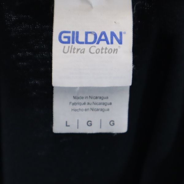 ギルダン VIETNAMロゴプリント 半袖 Tシャツ L 黒系 GILDAN 胸ポケット付 メンズ