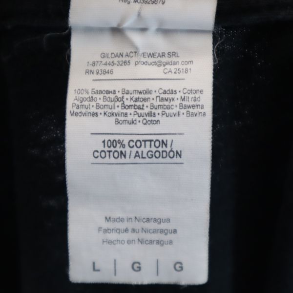 ギルダン VIETNAMロゴプリント 半袖 Tシャツ L 黒系 GILDAN 胸ポケット付 メンズ