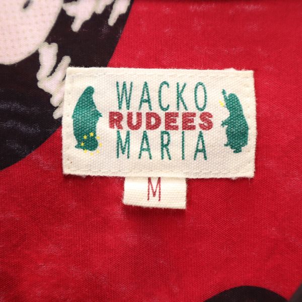 WACKO MARIA ワコマリア レコード 総柄 半袖 レーヨン アロハシャツ M 赤 開襟 メンズ
