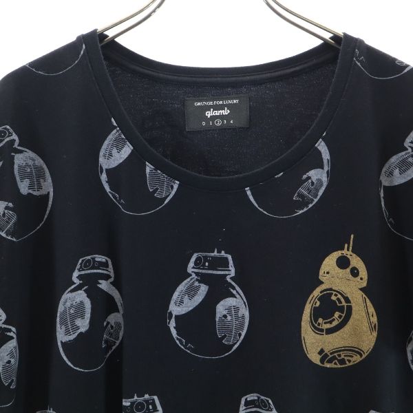 glamb グラム スターウォーズ コラボ 総柄 半袖 Tシャツ 2 ブラック系 BB-8 STARWARS メンズ