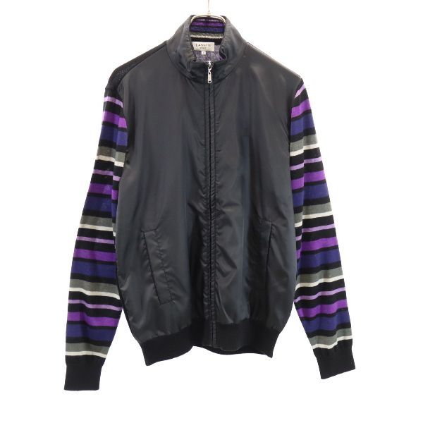 LANVIN ランバン コンビネーション ジップジャケット 38 ブラック系 ニット切替 レディース