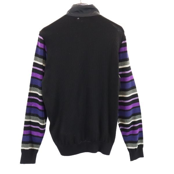 LANVIN ランバン コンビネーション ジップジャケット 38 ブラック系 ニット切替 レディース