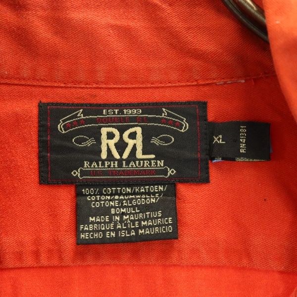 RRL 90s 黒タグ 赤3星 トラックタグ 半袖 シャツ XL レッド系 ダブルアールエル RALPH LAUREN メンズ