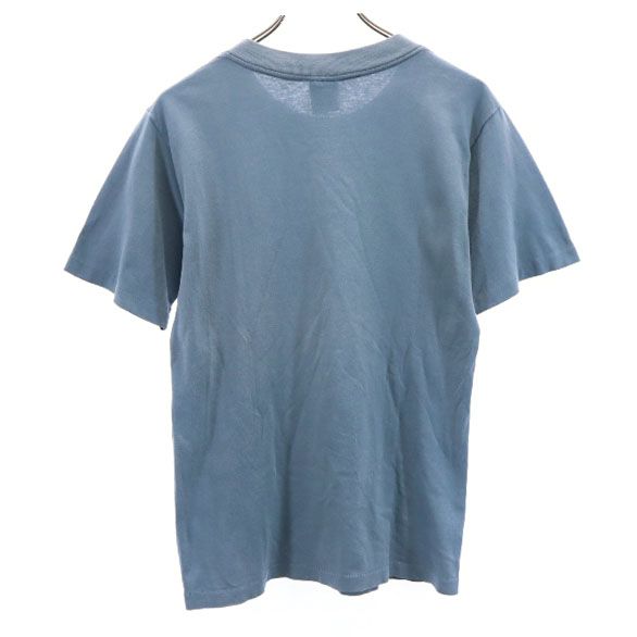 STUSSY ステューシー 90s USA製 紺タグ プリント 半袖 Tシャツ S 青系 メンズ