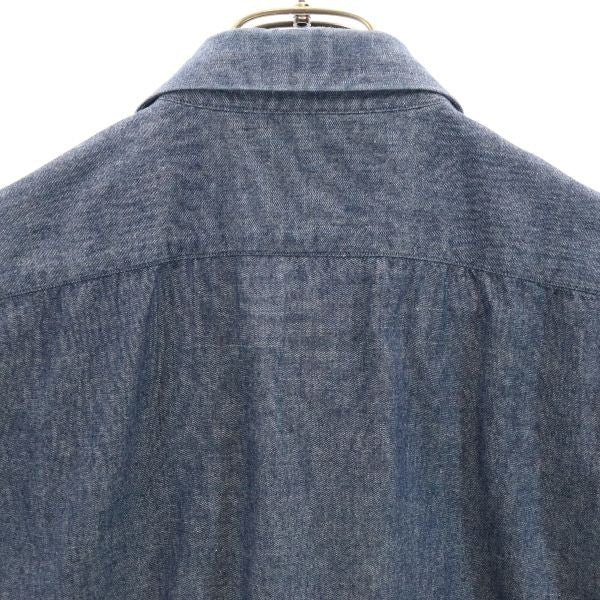 PS Paul Smith ピーエスポールスミス フロント刺繍入り 半袖 シャンブレーシャツ L 青 メンズ