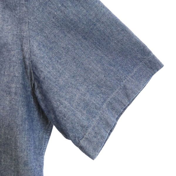 PS Paul Smith ピーエスポールスミス フロント刺繍入り 半袖 シャンブレーシャツ L 青 メンズ