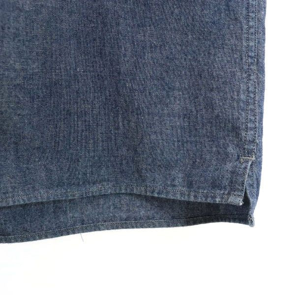 PS Paul Smith ピーエスポールスミス フロント刺繍入り 半袖 シャンブレーシャツ L 青 メンズ