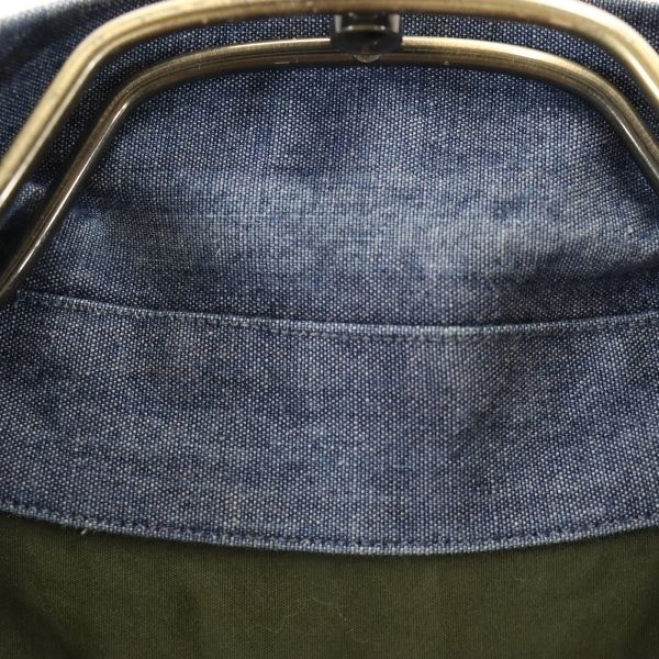 PS Paul Smith ピーエスポールスミス フロント刺繍入り 半袖 シャンブレーシャツ L 青 メンズ