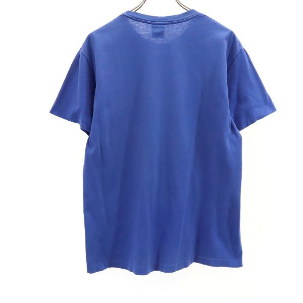 STUSSY ステューシー 90s 紺タグ USA製 プリント 半袖 Tシャツ M ブルー系 メンズ