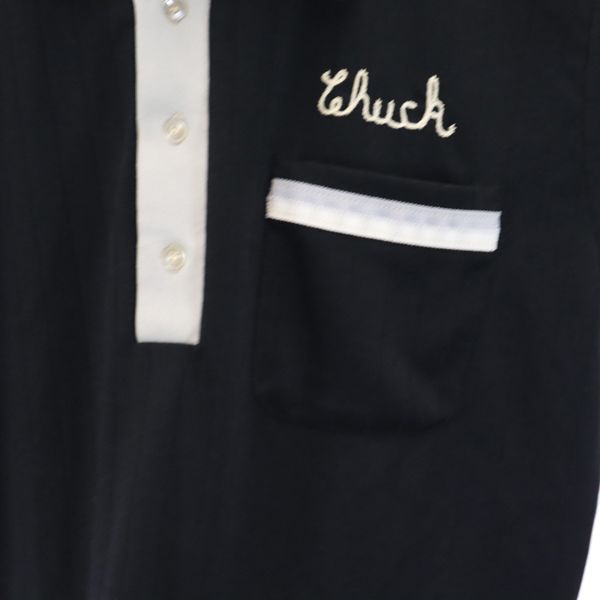 ヒルトン 70s 80s 青タグ ヴィンテージ 半袖 ポロシャツ L 黒×グレー Hilton メンズ