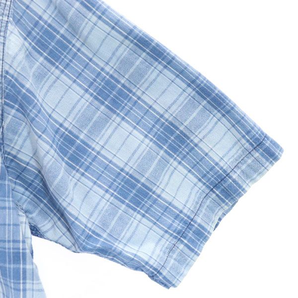 RRL ダブルアールエル 90s 黒タグ 初期タグ 赤三ツ星 チェック柄 半袖 シャツ M ブルー RALPH LAUREN メンズ