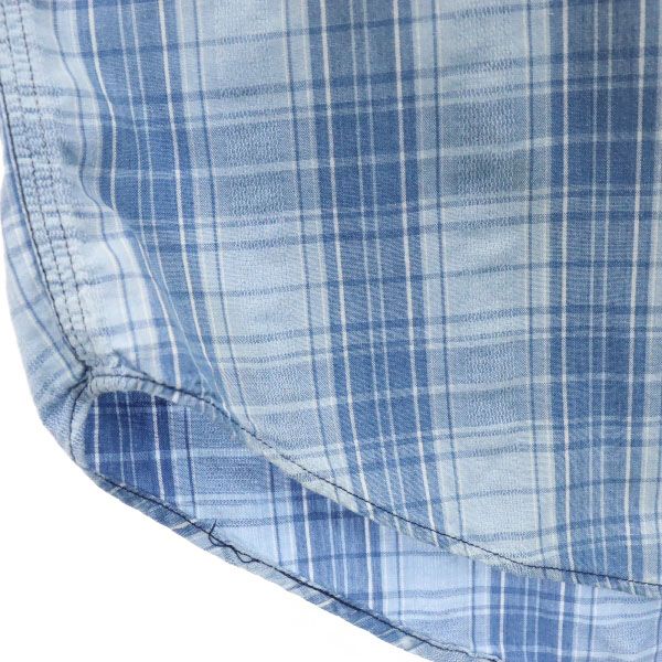 RRL ダブルアールエル 90s 黒タグ 初期タグ 赤三ツ星 チェック柄 半袖 シャツ M ブルー RALPH LAUREN メンズ