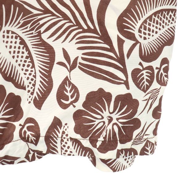 サンサーフ SS33315 花柄 半袖 レーヨン アロハシャツ M ブラウン×白 SUN SURF 開襟 メンズ